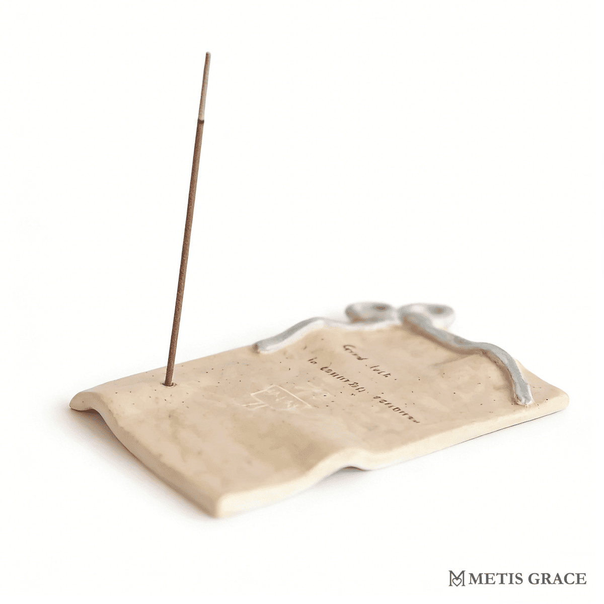Handwritten Letter Ceramic Incense Holder - Metis Grace