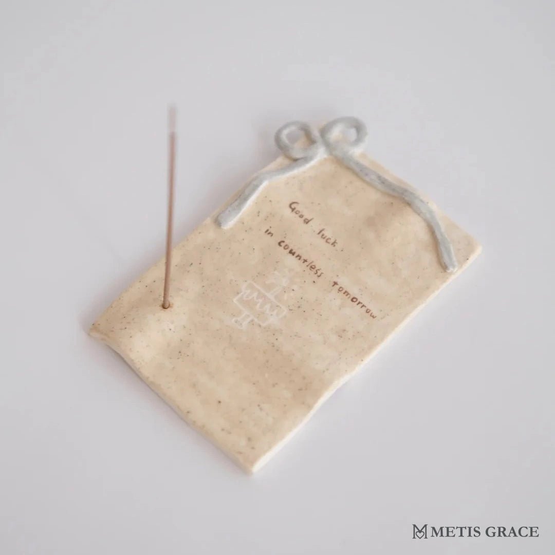 Handwritten Letter Ceramic Incense Holder - Metis Grace