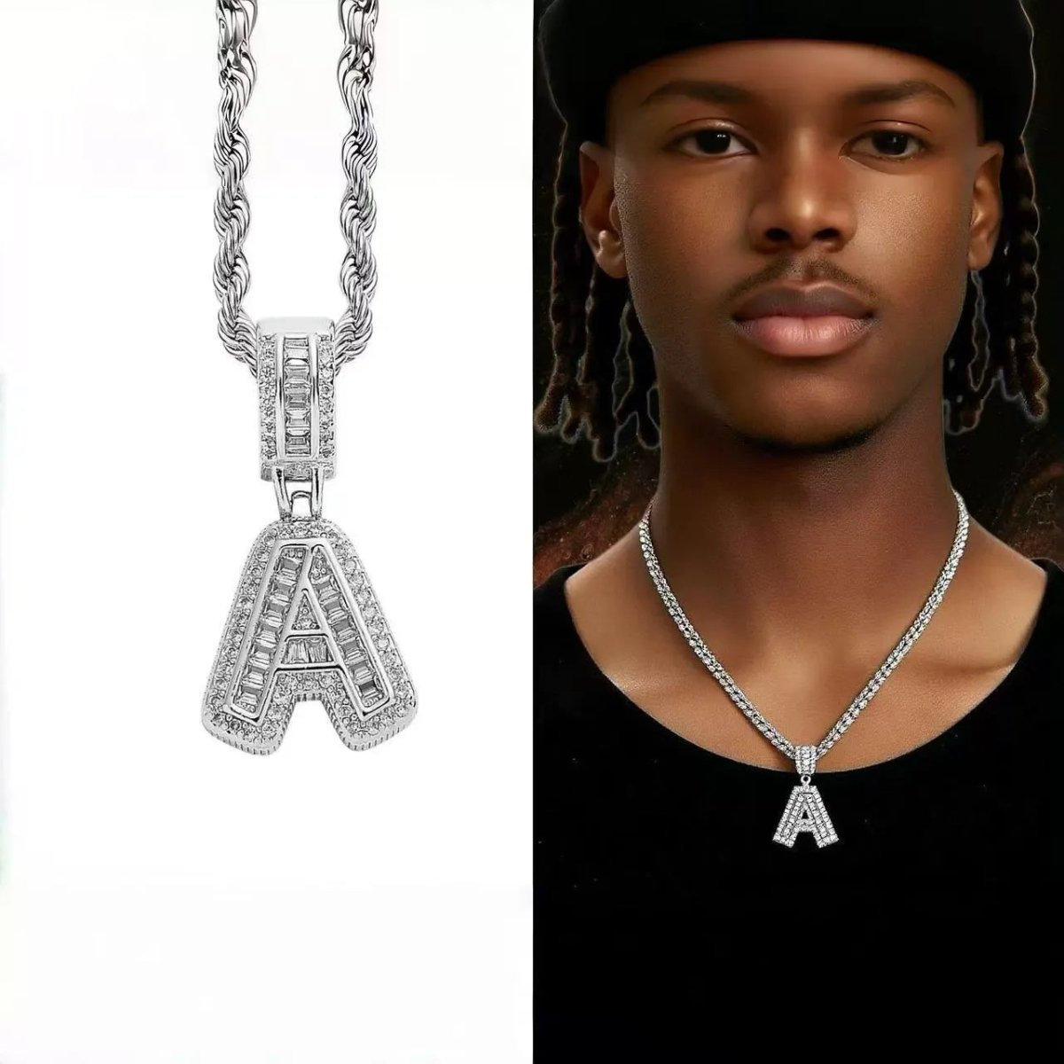 Hip Hop Iced Letter Pendant - S925 Sterling Silver - Metis Grace