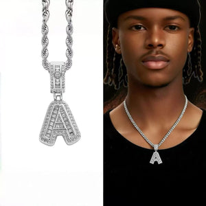 Hip Hop Iced Letter Pendant - S925 Sterling Silver - Metis Grace