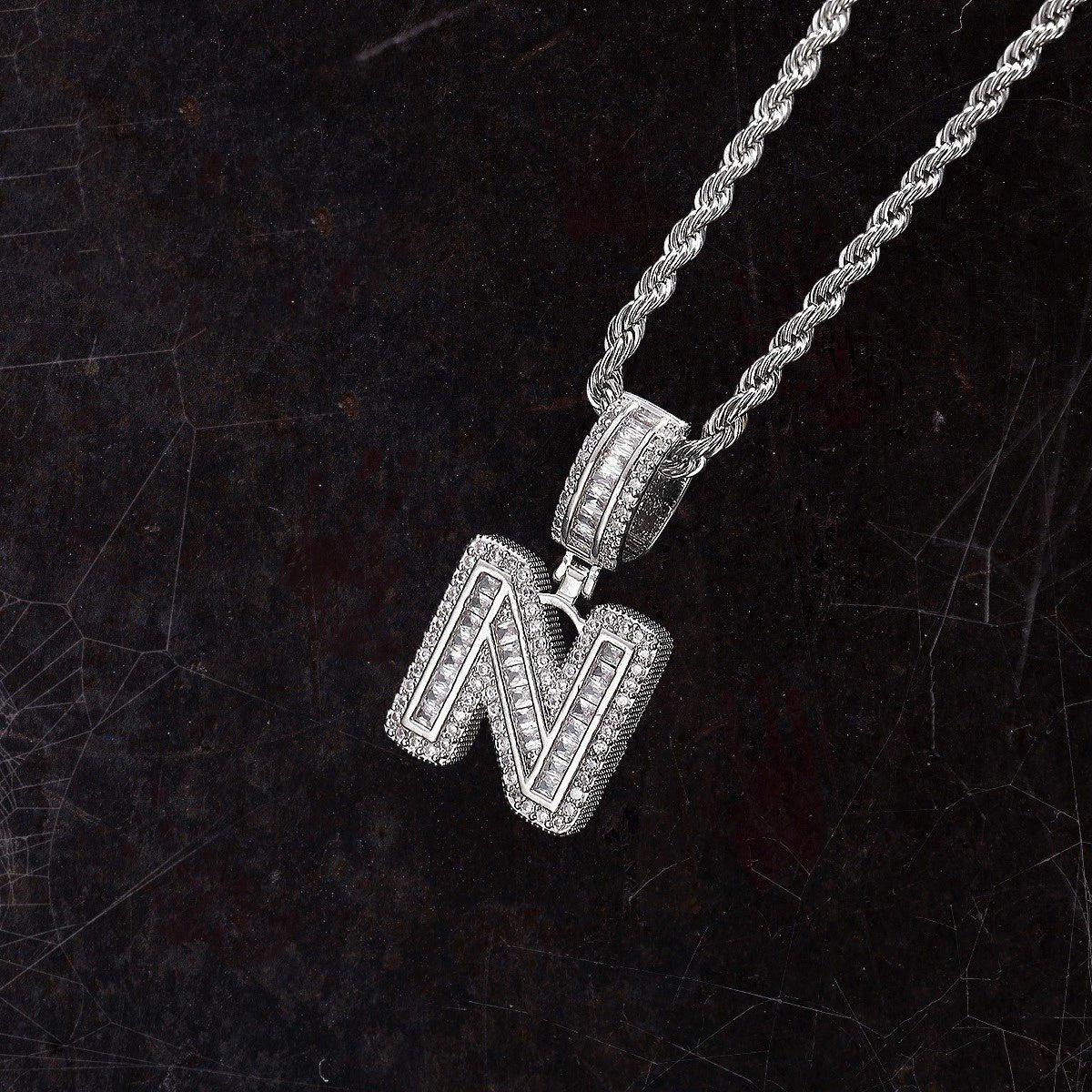 Hip Hop Iced Letter Pendant - S925 Sterling Silver - Metis Grace