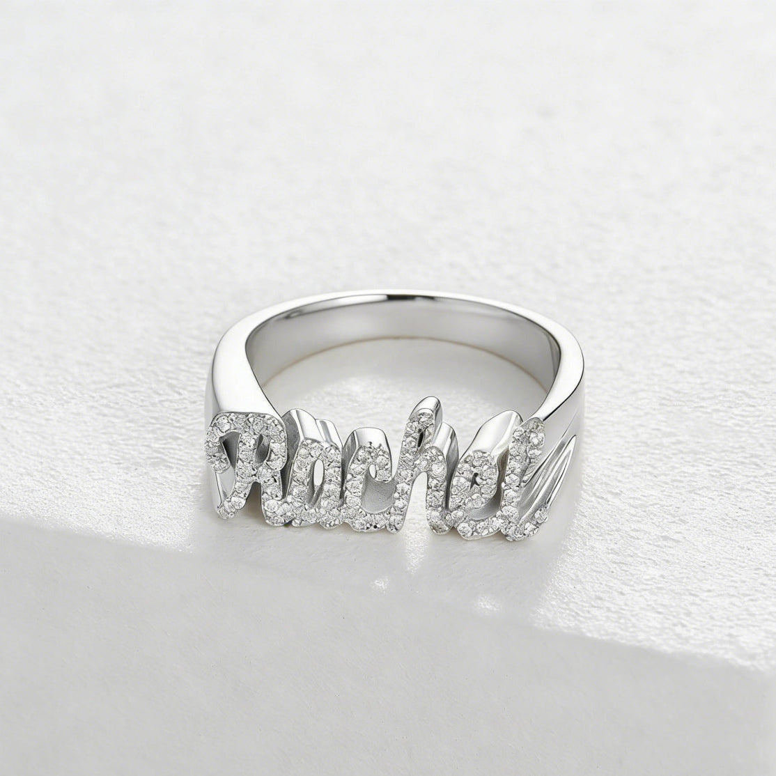 S925 3D Custom Name Ring with Diamond - Metis Grace