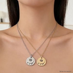 S925 Birth Flower Disc Necklace - Custom Engraved - Metis Grace