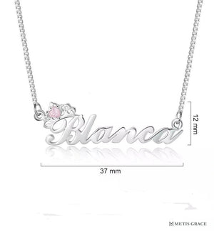 S925 Personalized Initial Necklace with Birthstone - Metis Grace