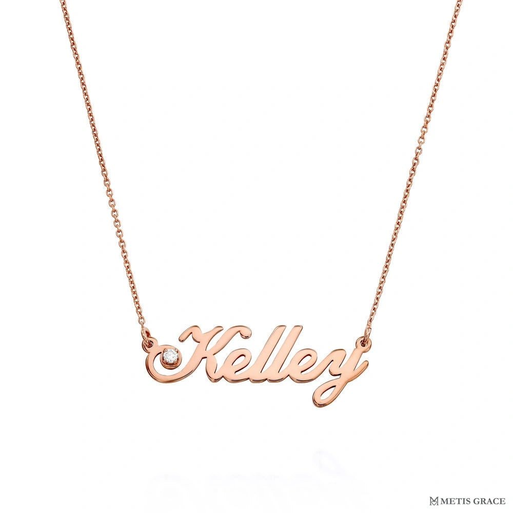 S925 Personalized Name Pendant Necklace with Zircon - Metis Grace