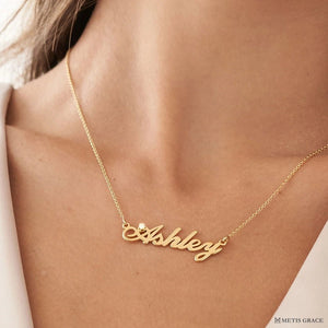 S925 Personalized Name Pendant Necklace with Zircon - Metis Grace