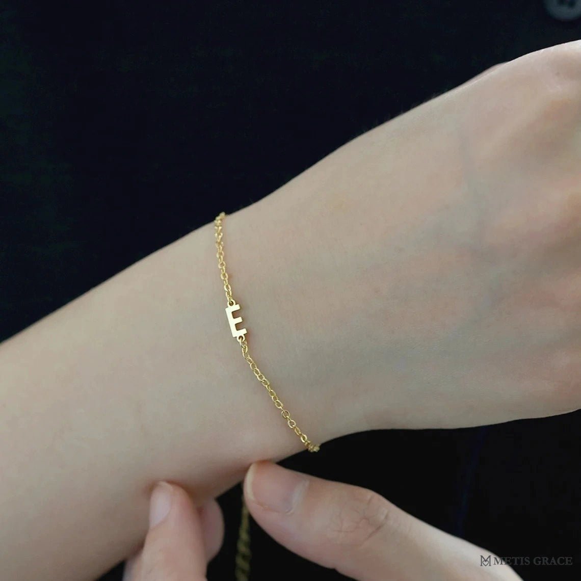 S925 Sterling Silver Alphabet Bracelet – Custom Letter Jewelry - Metis Grace