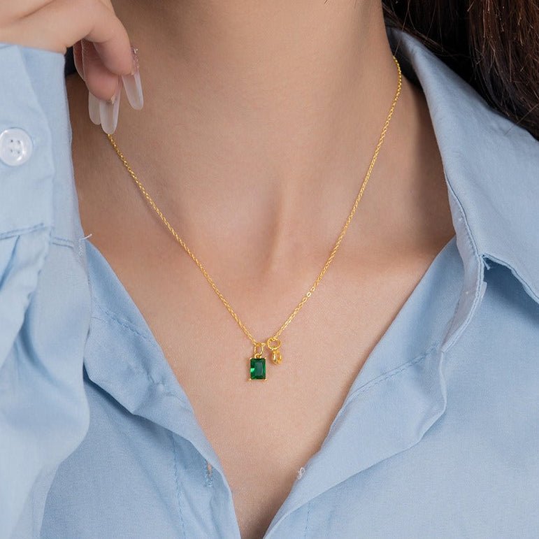 S925 Sterling Silver Alphabet Necklace with 12 Birthstones - Metis Grace