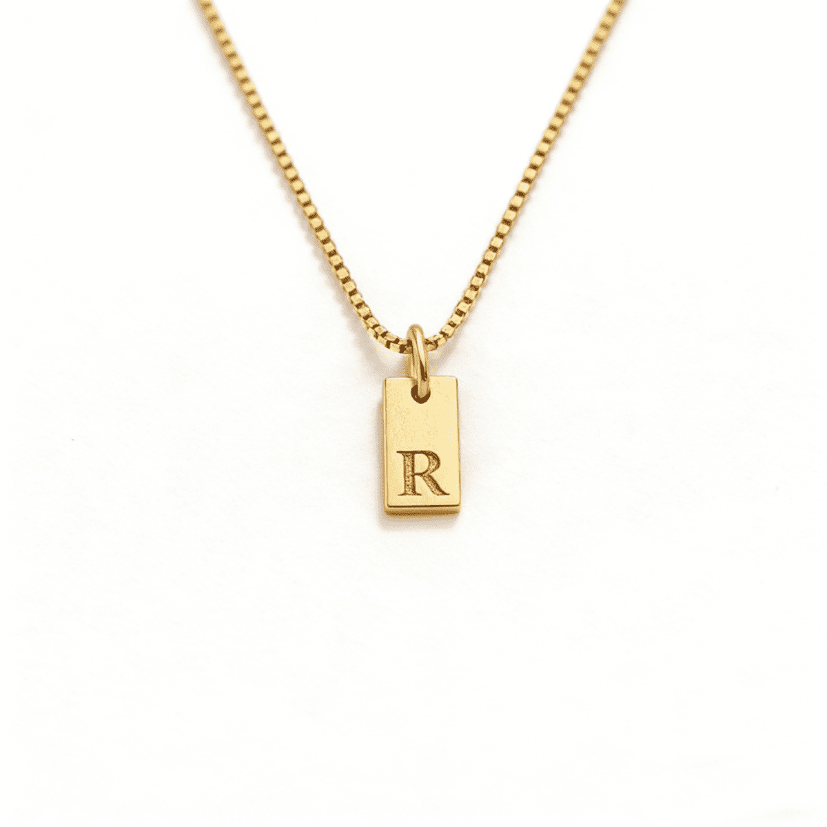 S925 Sterling Silver Alphabet Square Pendant Necklace - Metis Grace