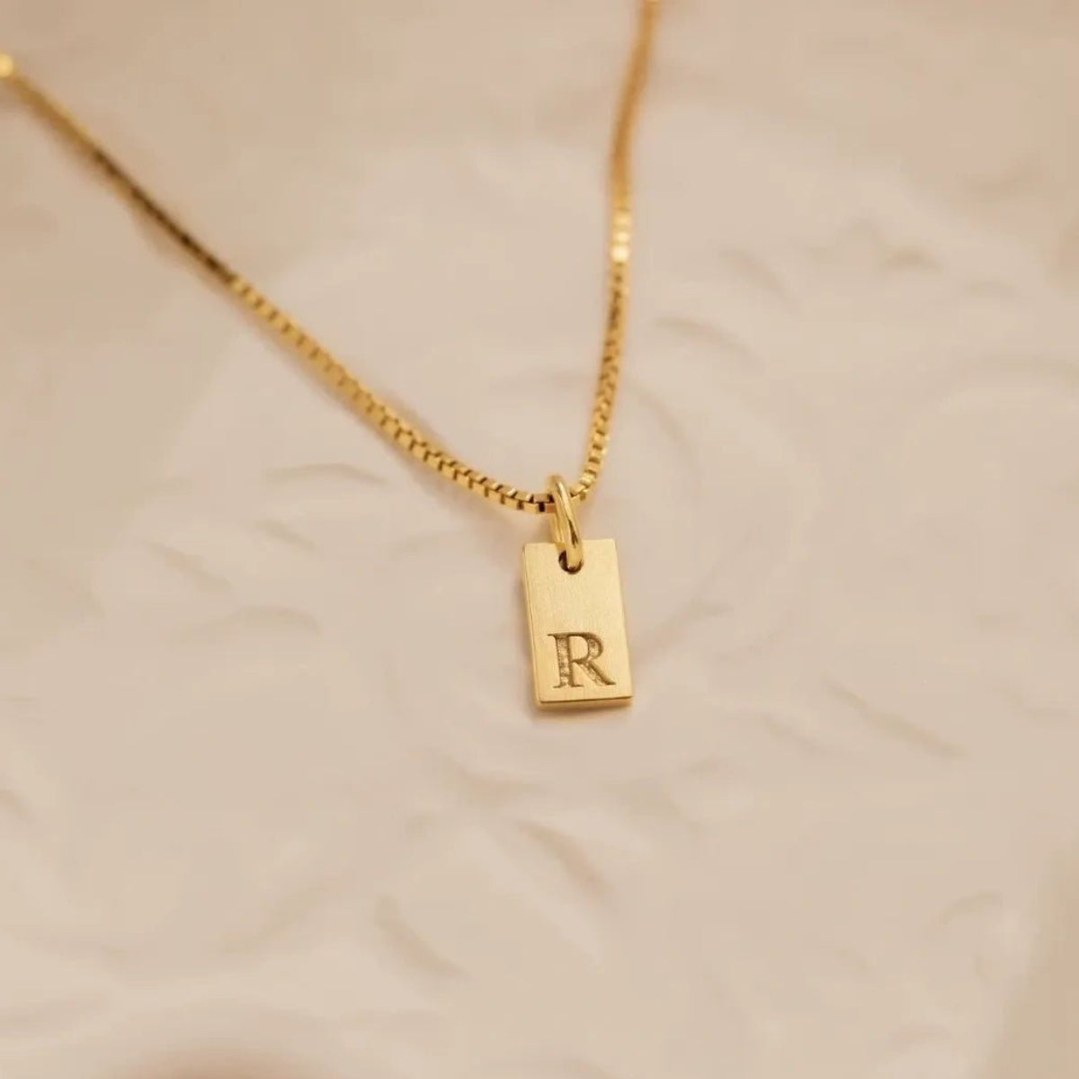 S925 Sterling Silver Alphabet Square Pendant Necklace - Metis Grace