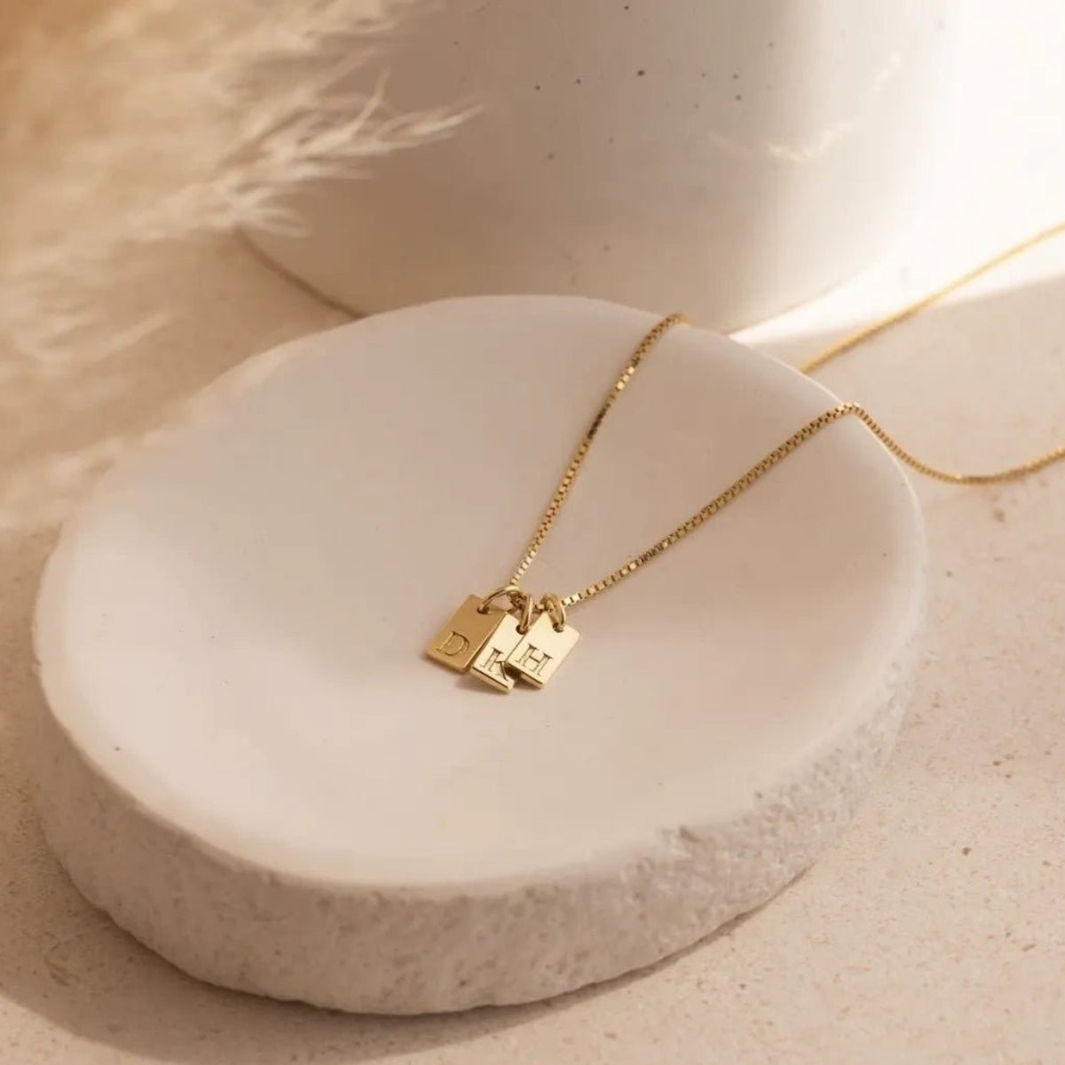 S925 Sterling Silver Alphabet Square Pendant Necklace - Metis Grace