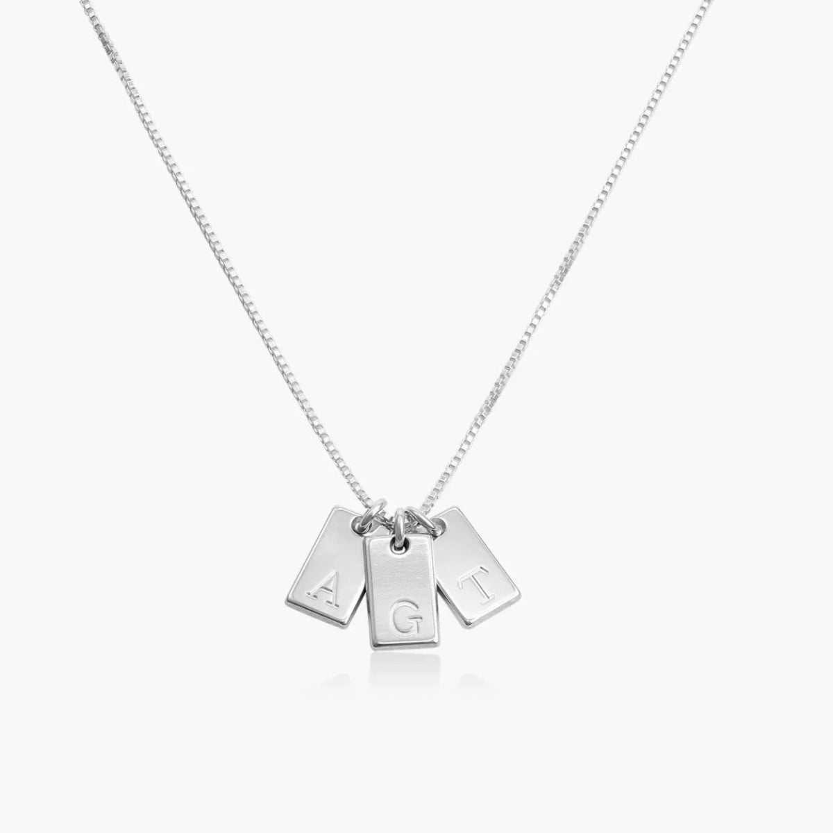 S925 Sterling Silver Alphabet Square Pendant Necklace - Metis Grace