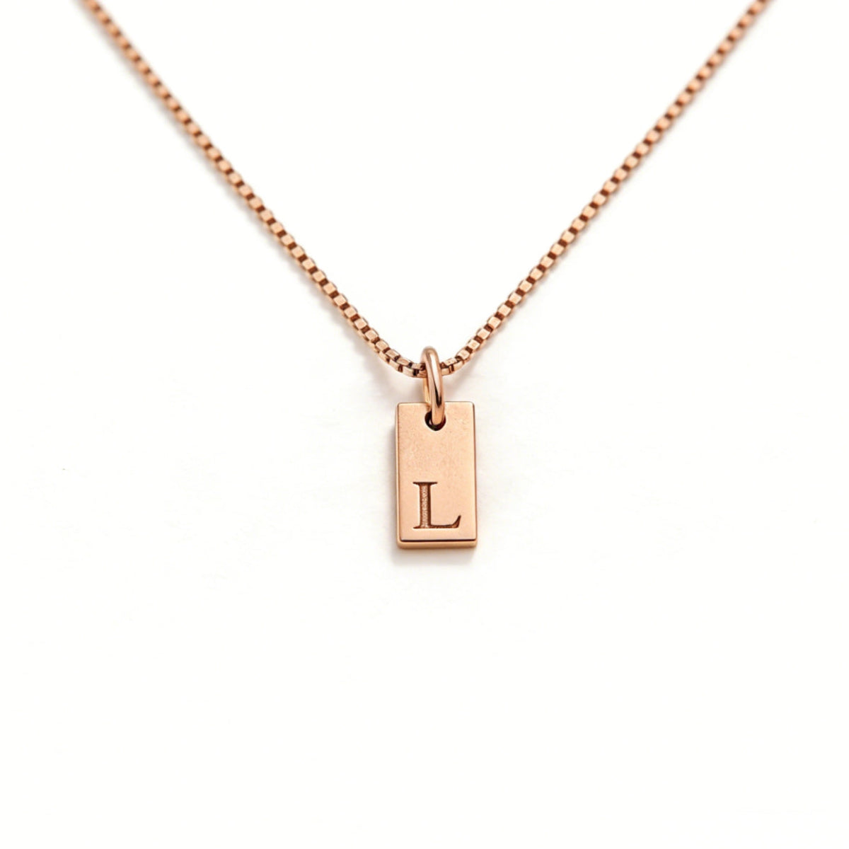 S925 Sterling Silver Alphabet Square Pendant Necklace - Metis Grace