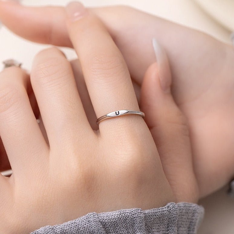 S925 Sterling Silver A–Z Initial Adjustable Ring - Metis Grace