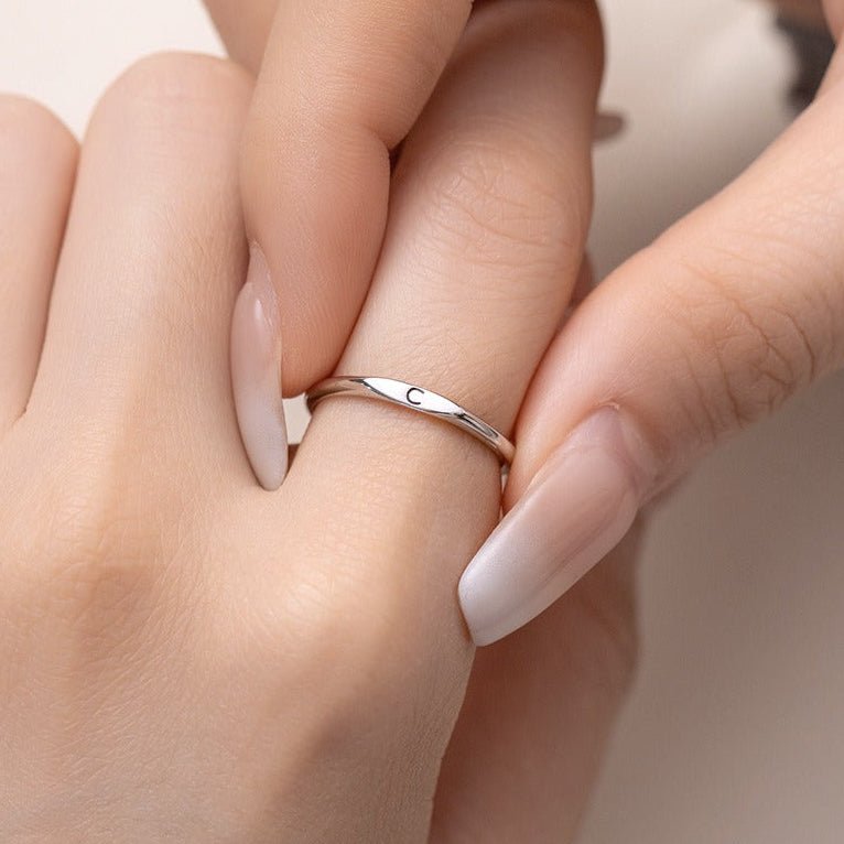 S925 Sterling Silver A–Z Initial Adjustable Ring - Metis Grace