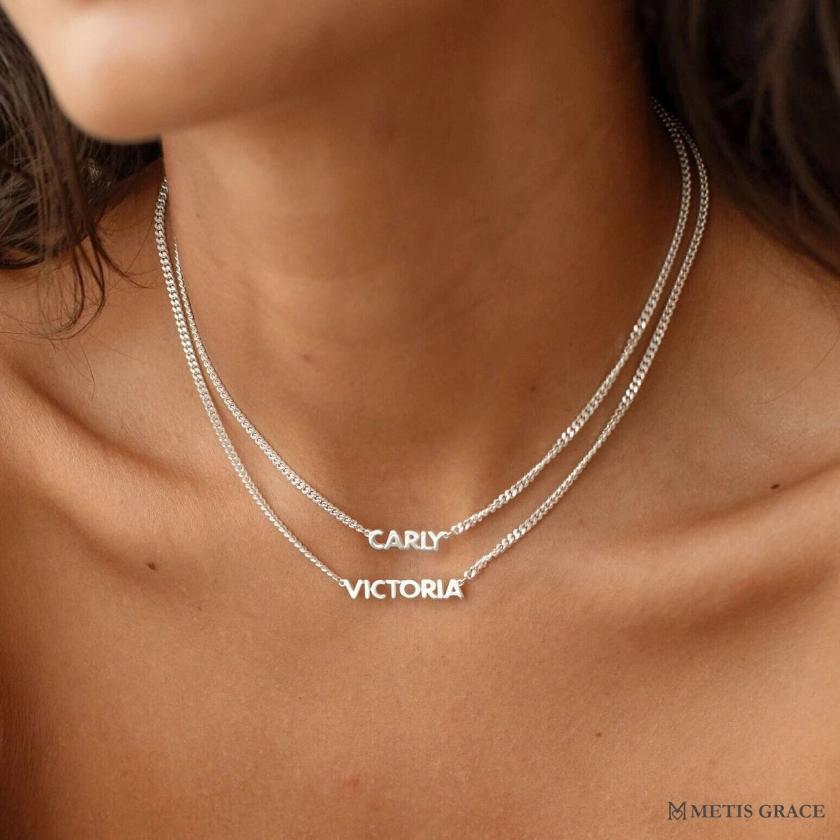 S925 Sterling Silver Cuban Chain Name Pendant Necklace - Metis Grace