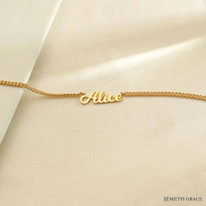 S925 Sterling Silver Cuban Chain Name Pendant Necklace - Metis Grace