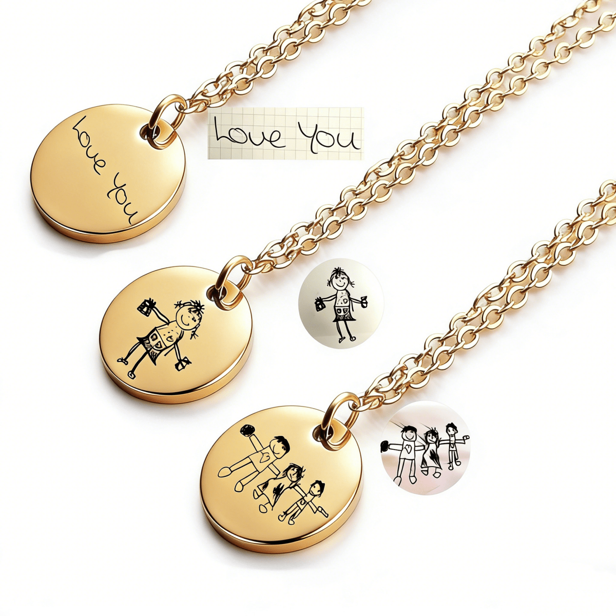 S925 Sterling Silver Custom Kids Drawing Disc Necklace - Metis Grace