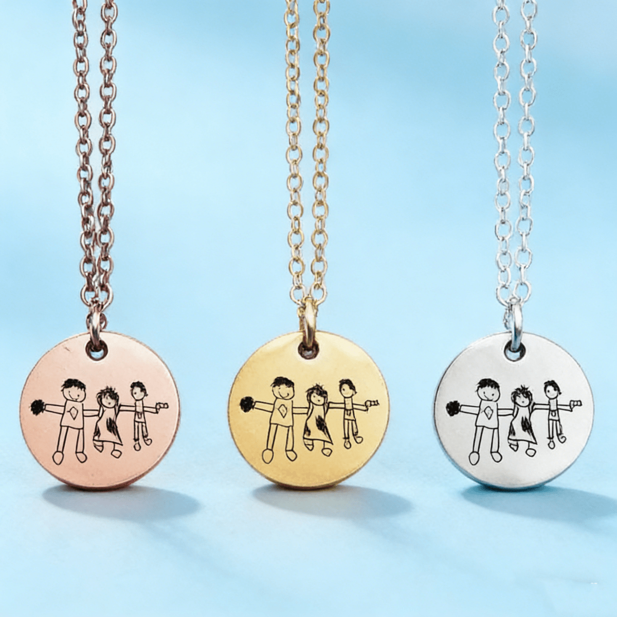 S925 Sterling Silver Custom Kids Drawing Disc Necklace - Metis Grace