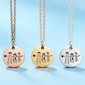 S925 Sterling Silver Custom Kids Drawing Disc Necklace - Metis Grace