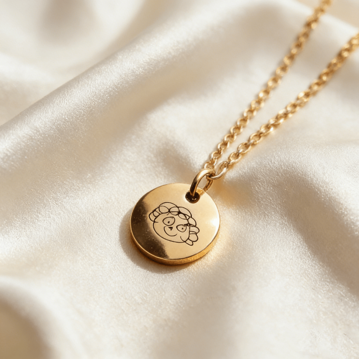 S925 Sterling Silver Custom Kids Drawing Disc Necklace - Metis Grace