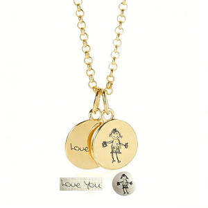 S925 Sterling Silver Custom Kids Drawing Disc Necklace - Metis Grace