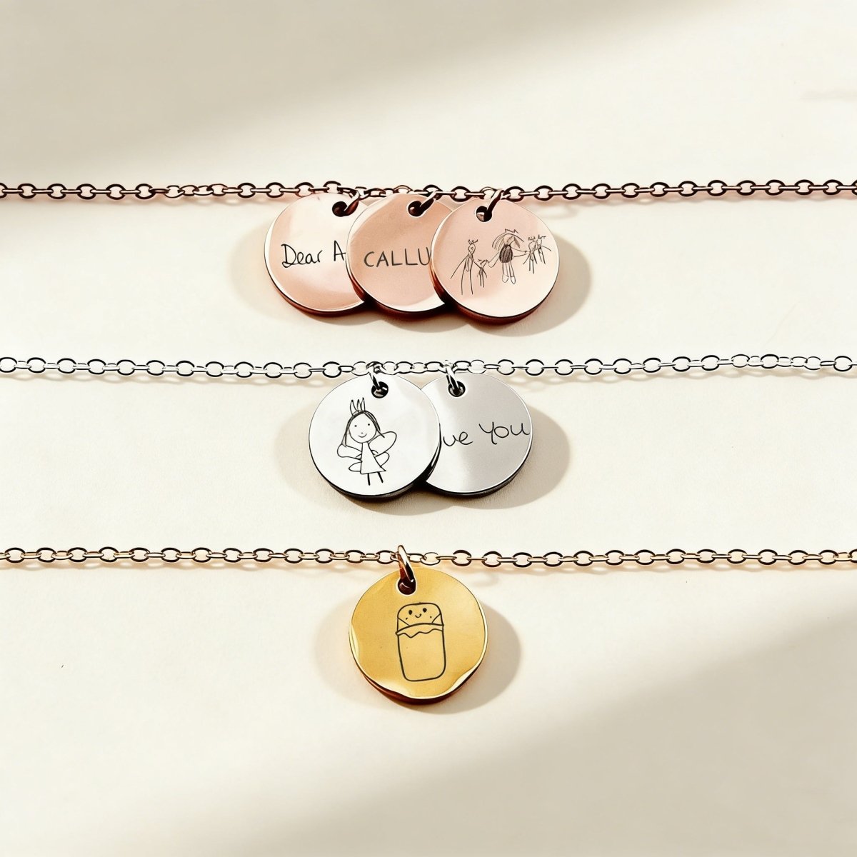 S925 Sterling Silver Custom Kids Drawing Disc Necklace - Metis Grace
