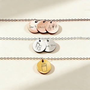 S925 Sterling Silver Custom Kids Drawing Disc Necklace - Metis Grace