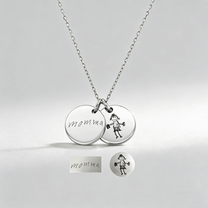 S925 Sterling Silver Custom Kids Drawing Disc Necklace - Metis Grace