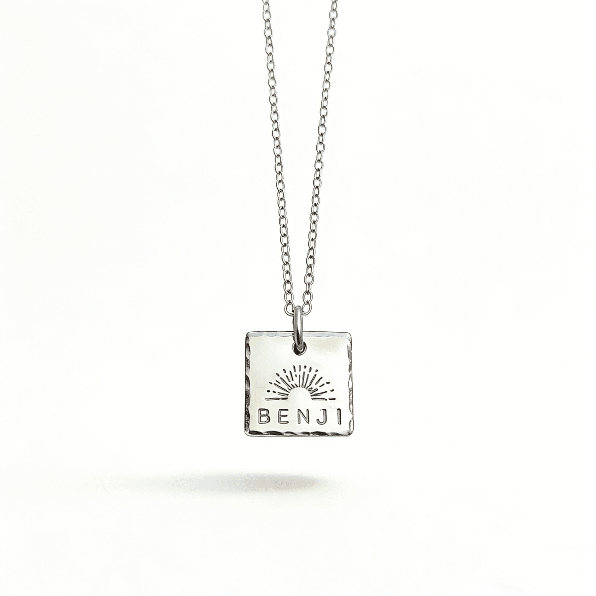 S925 Sterling Silver Custom Name Square Pendant Necklace - Metis Grace