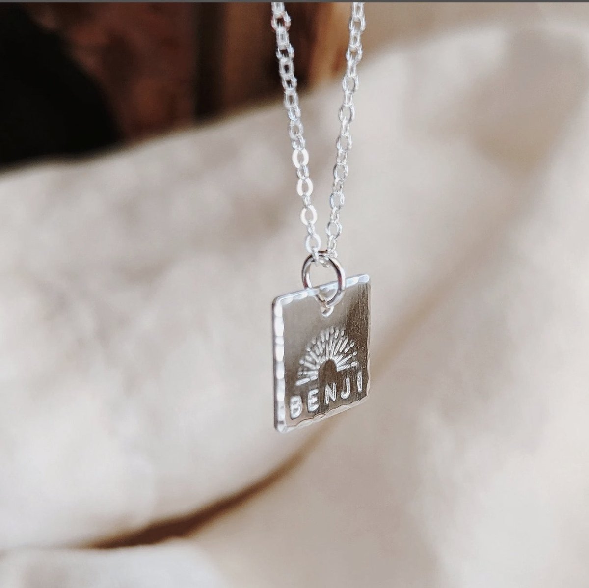S925 Sterling Silver Custom Name Square Pendant Necklace - Metis Grace