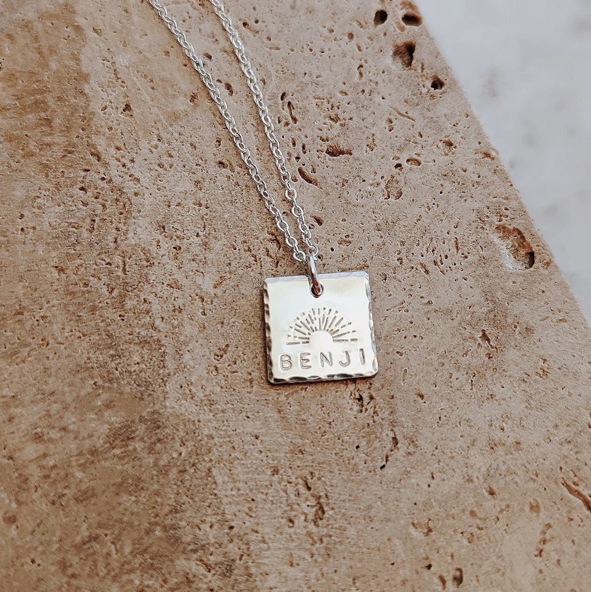 S925 Sterling Silver Custom Name Square Pendant Necklace - Metis Grace