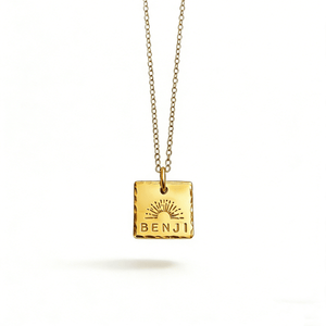 S925 Sterling Silver Custom Name Square Pendant Necklace - Metis Grace