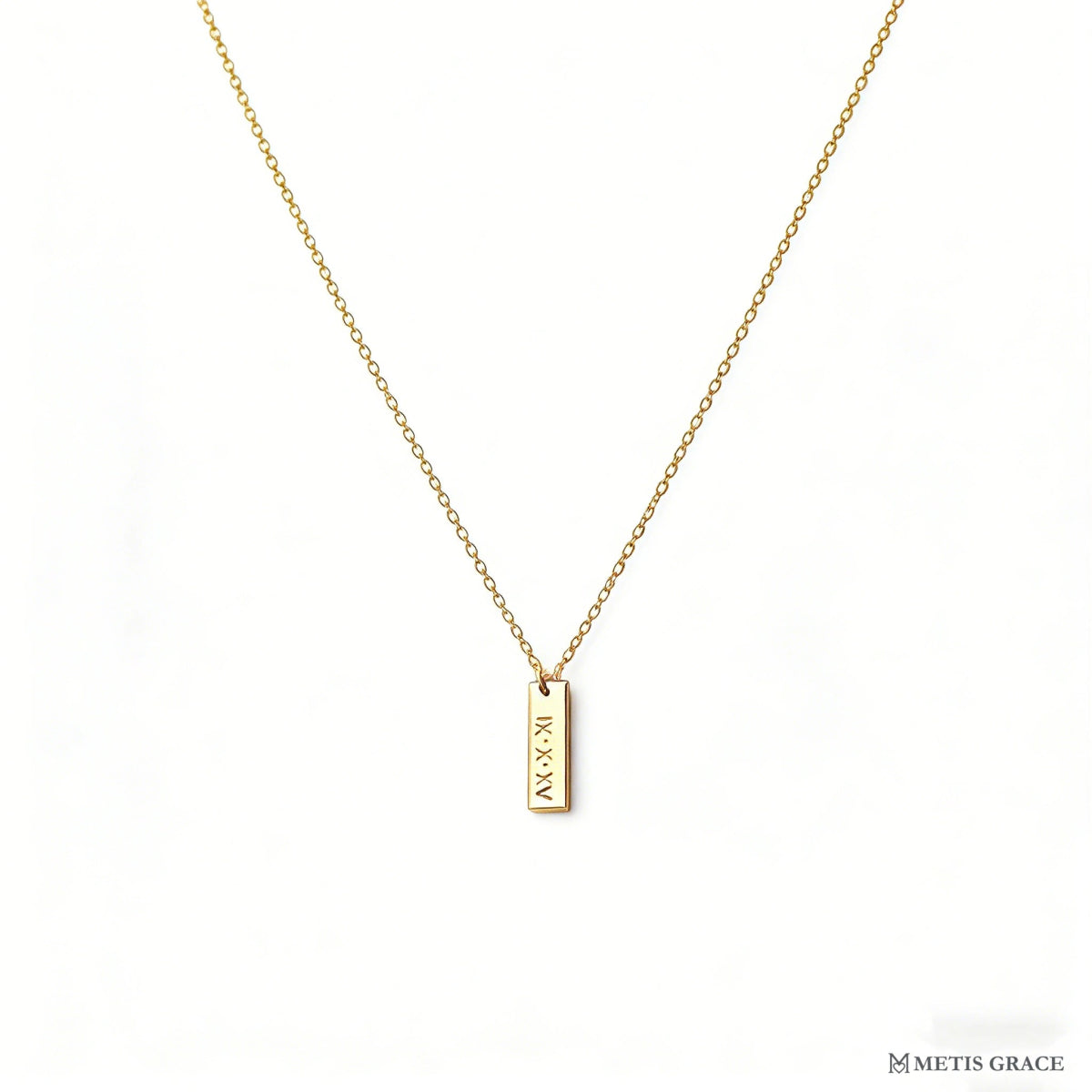 S925 Sterling Silver Engraved Rectangle Necklace - Metis Grace