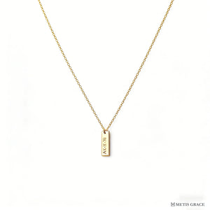 S925 Sterling Silver Engraved Rectangle Necklace - Metis Grace