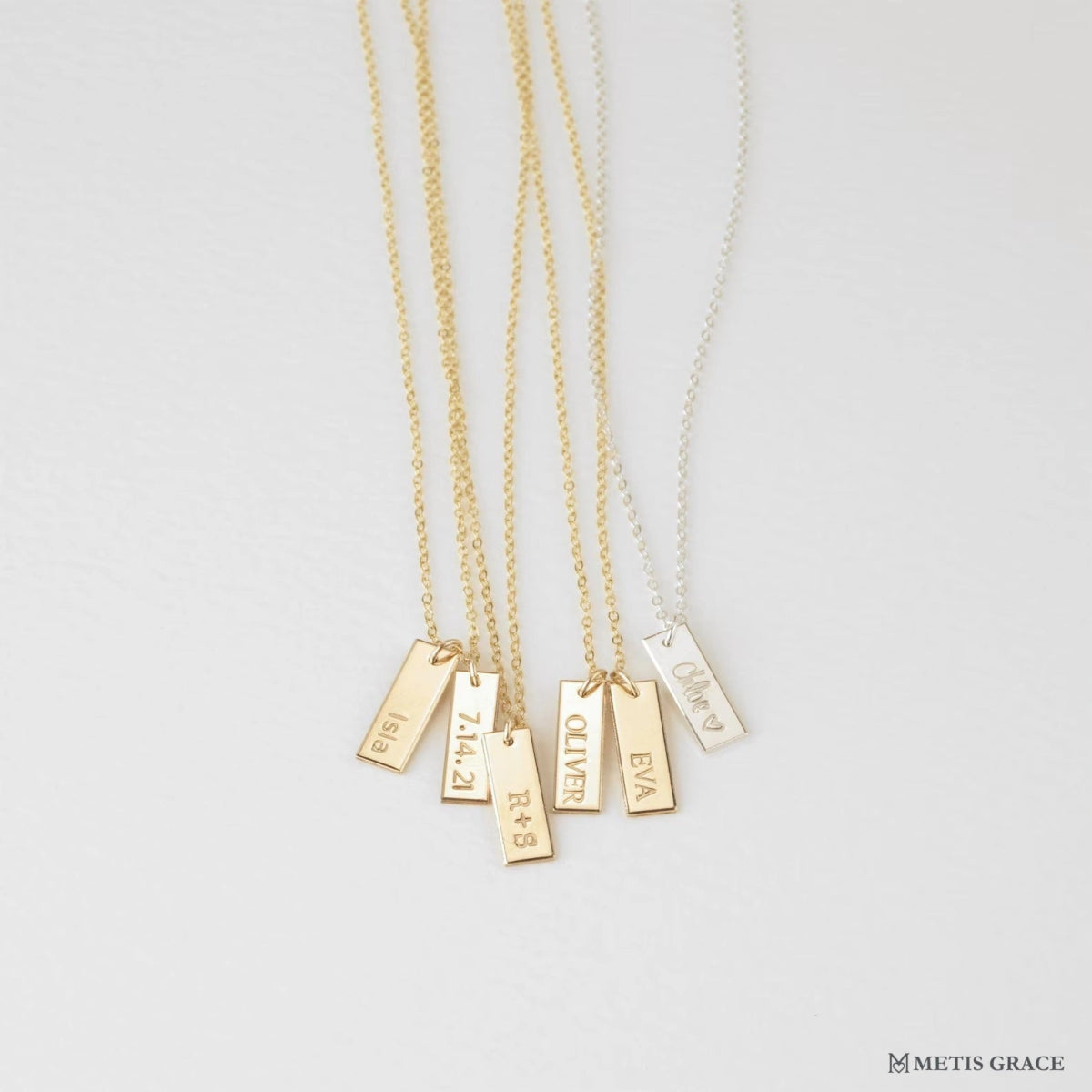 S925 Sterling Silver Engraved Rectangle Necklace - Metis Grace