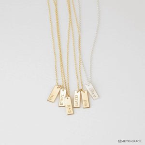 S925 Sterling Silver Engraved Rectangle Necklace - Metis Grace