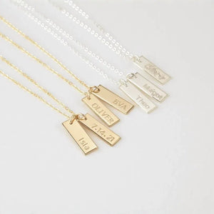 S925 Sterling Silver Engraved Rectangle Necklace - Metis Grace