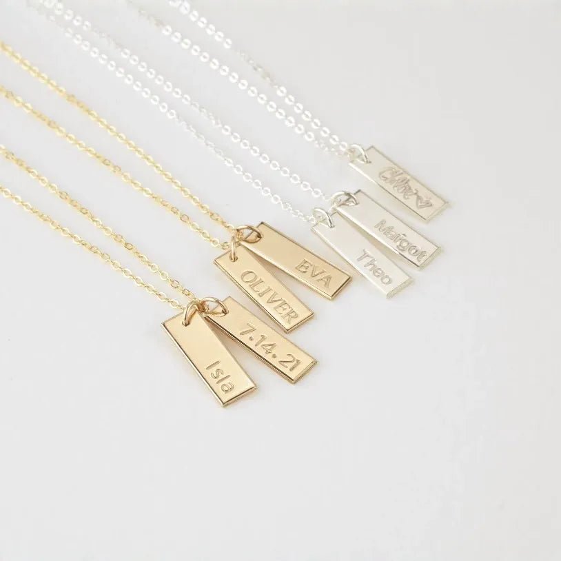 S925 Sterling Silver Engraved Rectangle Necklace - Metis Grace