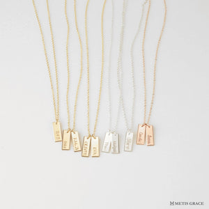 S925 Sterling Silver Engraved Rectangle Necklace - Metis Grace