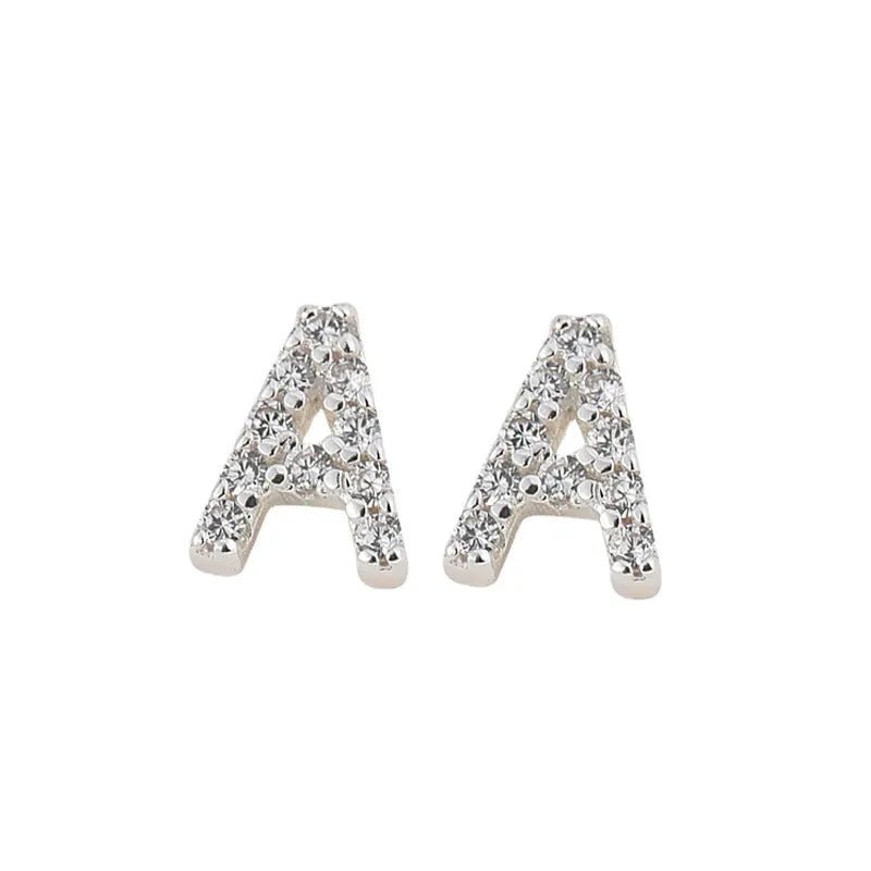 S925 Sterling Silver Mini Letter Stud Earrings - Metis Grace