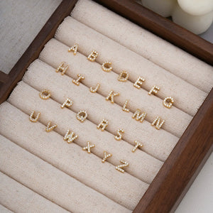 S925 Sterling Silver Mini Letter Stud Earrings - Metis Grace
