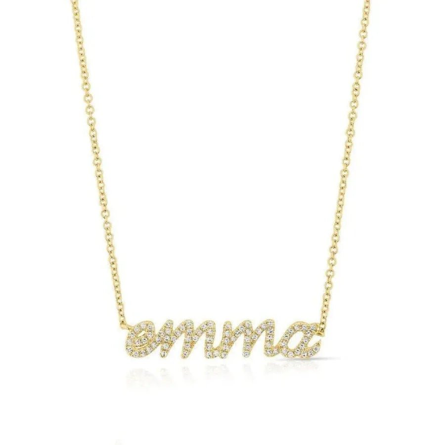 S925 Sterling Silver Name Necklace with Micro Pave Letters - Metis Grace