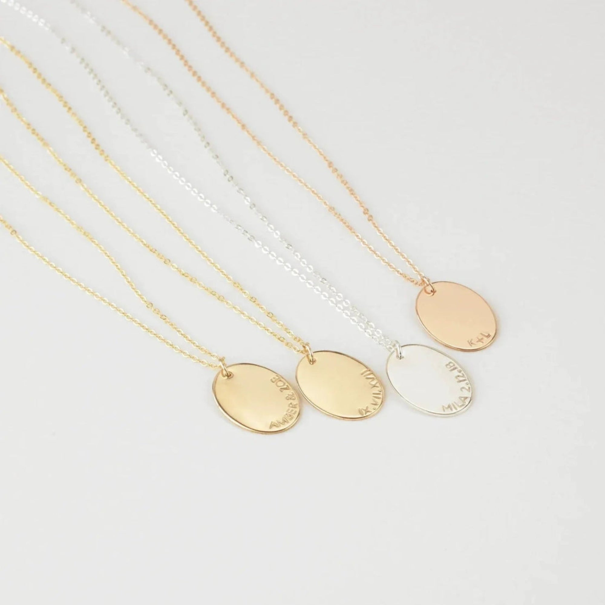 S925 Sterling Silver Oval Engraved Necklace - Metis Grace