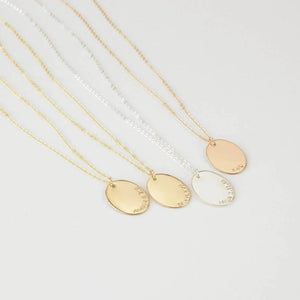 S925 Sterling Silver Oval Engraved Necklace - Metis Grace
