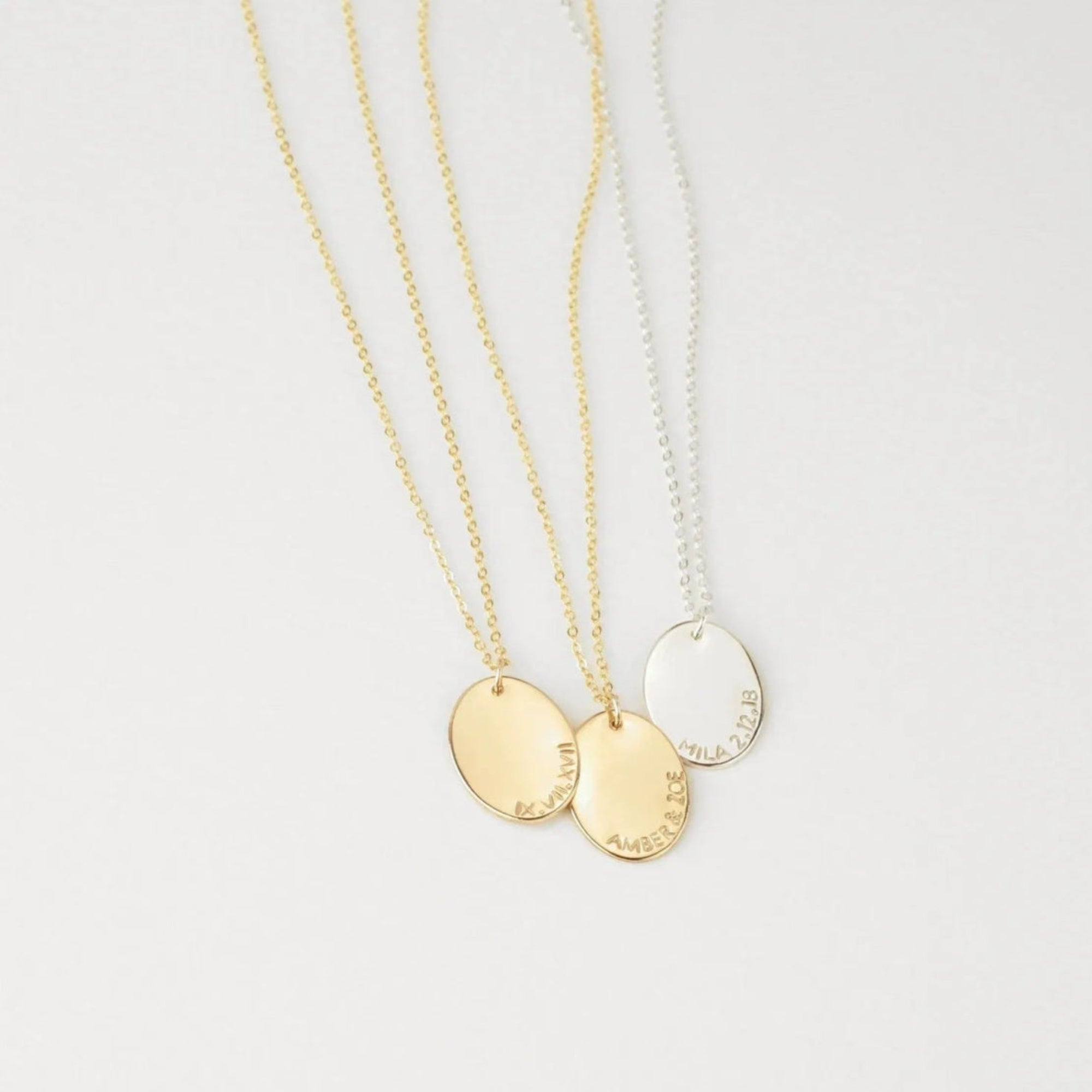 S925 Sterling Silver Oval Engraved Necklace - Metis Grace