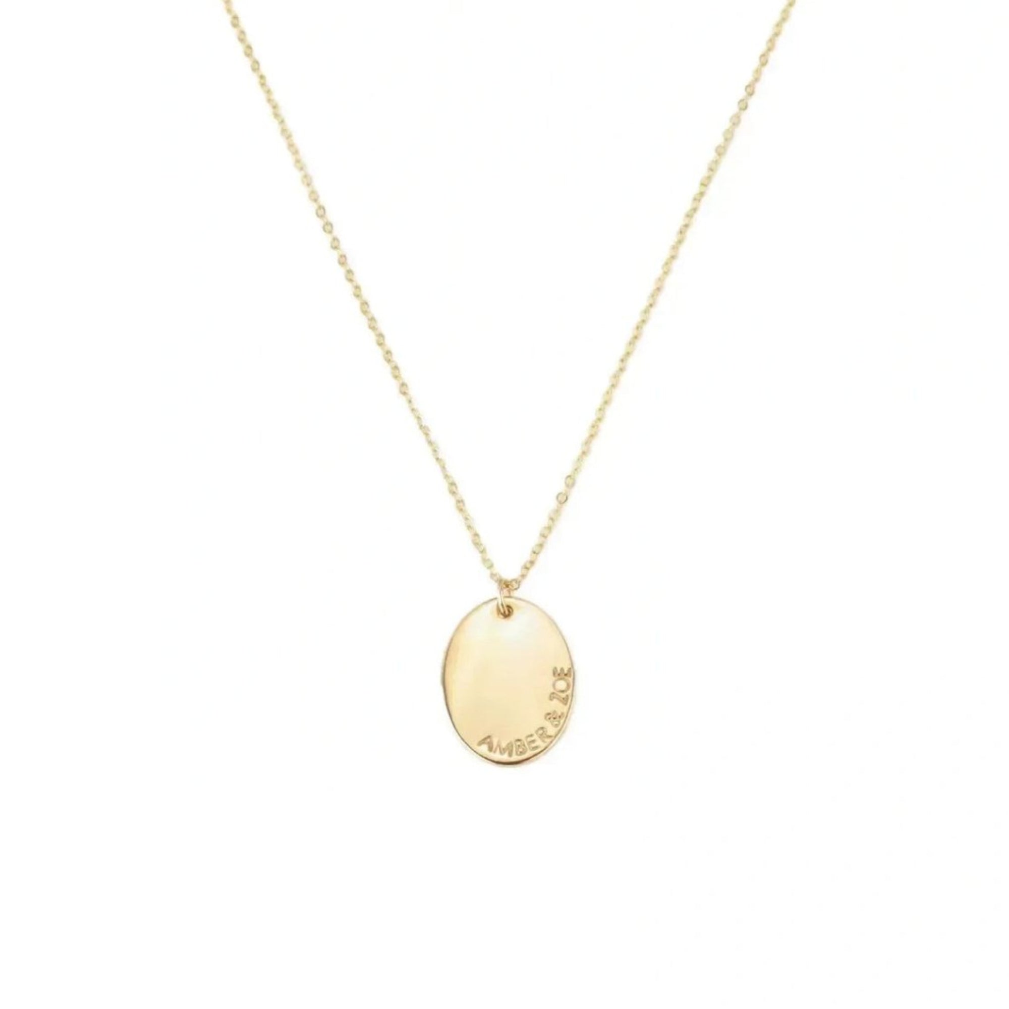 S925 Sterling Silver Oval Engraved Necklace - Metis Grace