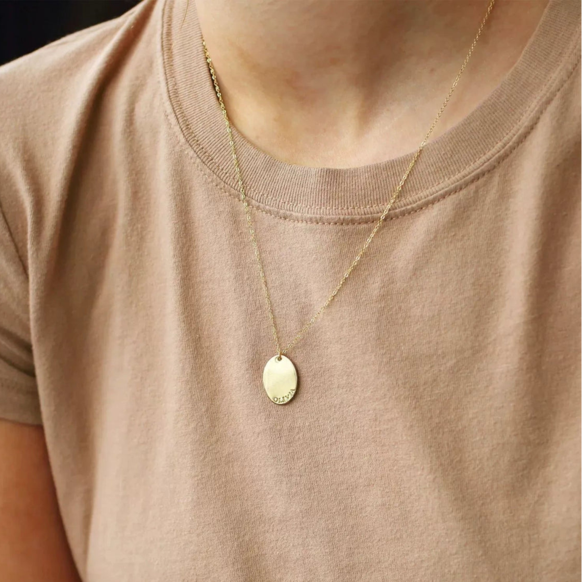 S925 Sterling Silver Oval Engraved Necklace - Metis Grace