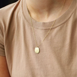 S925 Sterling Silver Oval Engraved Necklace - Metis Grace
