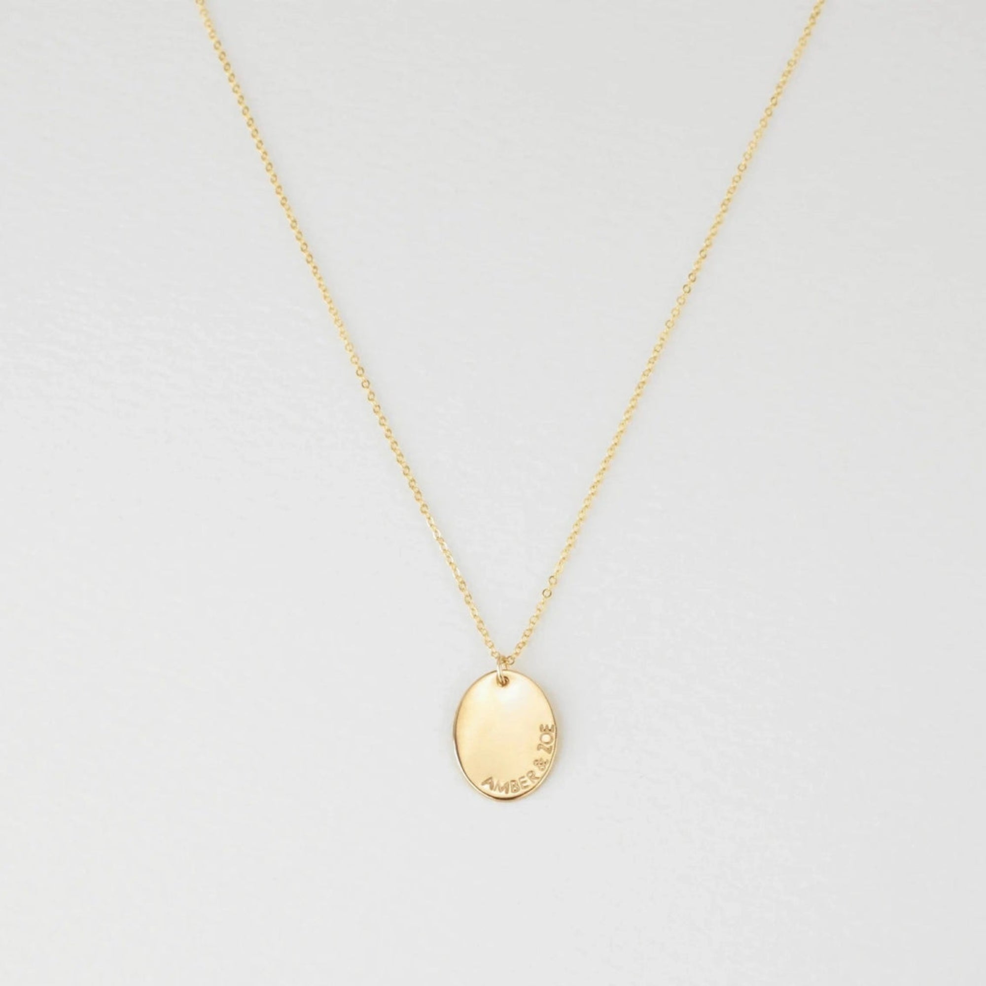 S925 Sterling Silver Oval Engraved Necklace - Metis Grace